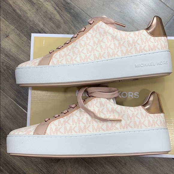 MICHAEL KORS POPPY LACE UP MINI MK LOGO PVC PINK - Picture 6 of 16